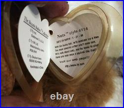 Ty retired original beanie babies rare collectible nuts the squirrel