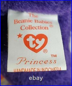 ULTRA RARE 1st EDITION INDONESIA PVC PRINCESS (Diana) Bear 1997 Ty Beanie Baby