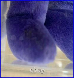 ULTRA RARE Authenticated Ty Old Face Violet Teddy Beanie Baby 1st gen hang tag