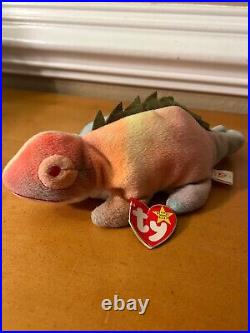 Ultra Rare? Iggy Beanie Baby With Rainbow Fabric Error 1997 Retired