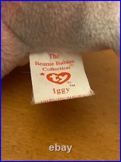 Ultra Rare? Iggy Beanie Baby With Rainbow Fabric Error 1997 Retired