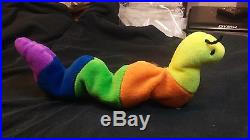 VERY RARE Retired ty Beanie Babies Inch Worm, PVC Pellets, Many Errors