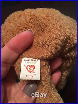 VERY RARE-Ty Beanie Baby CURLY BEAR 1993 with very rare hang tag errors