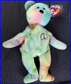 VERY RARE Ty Beanie Baby Peace Bear with Multiple Tag Errors MAKE OFFER