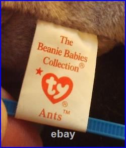 VINTAGE TY Beanie Baby Ants the Anteater 1998 Retired rare tag errors