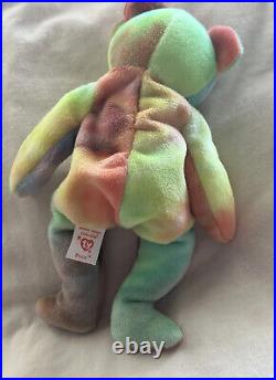 VINTAGE TY Beanie Baby Peace the Bear 1996 Retired Neon Multi RARE