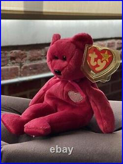 Details about   TY Beanie Buddies Valentina 2000 Teddy Bear Cranberry White Heart NEW TAG 
