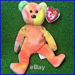 Very RARE 1997 Garcia The Bear Retired Ty Beanie Baby MWMT PVC Numerous Errors