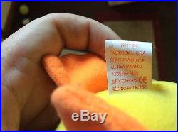 Very Rare Beanie Baby Quackers Duck Pink Tag White Star Error PVC Pellets 1993