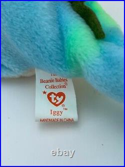 Very Rare TY Beanie Baby Collection Retired Iggy The Iguana August 12, 1997