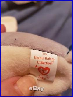 Very Rare TY Beanie Baby Jake, star. Stamp inside tush errors Identical to other