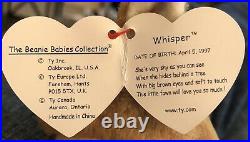 Vintage RARE Ty Beanie Baby Whisper Original P. E. Pellets 1997/1998 TAG ERRORS