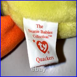 Vtg Rare Quackers Beanie Baby Multiple Errors See Description