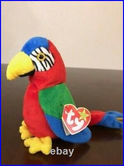 \uD83E\uDD9C\uD83D\uDD25Vintage Retired TY Beanie Baby JABBER, with TAG ERRORS & RARE STAMP 1998